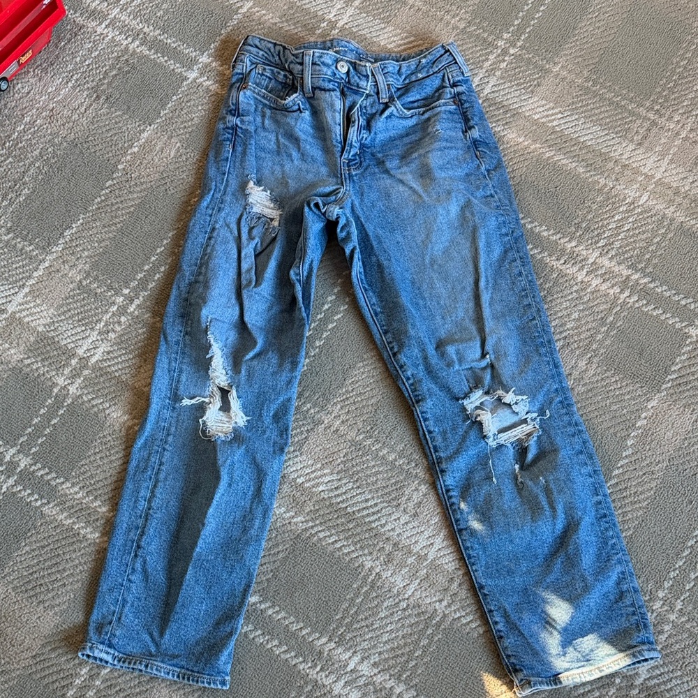 Old Navy Women's Distressed Blue Boyfriend Jeans